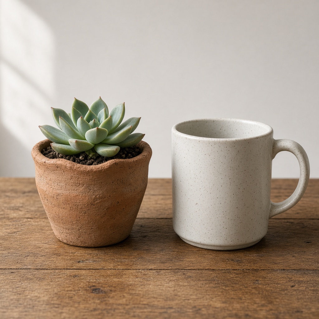 Beside a coffee cup
